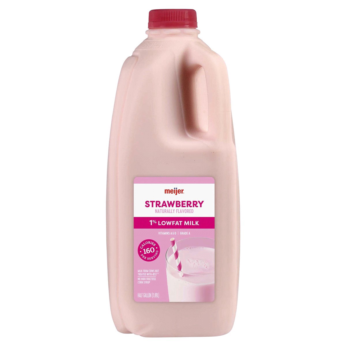 slide 1 of 5, Meijer 1% Low Fat Strawberry Milk, 1/2 gal