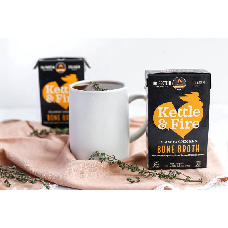 slide 5 of 5, Kettle & Fire Organic Gluten Free Chicken Bone Broth - 16.9oz, 16.9 oz