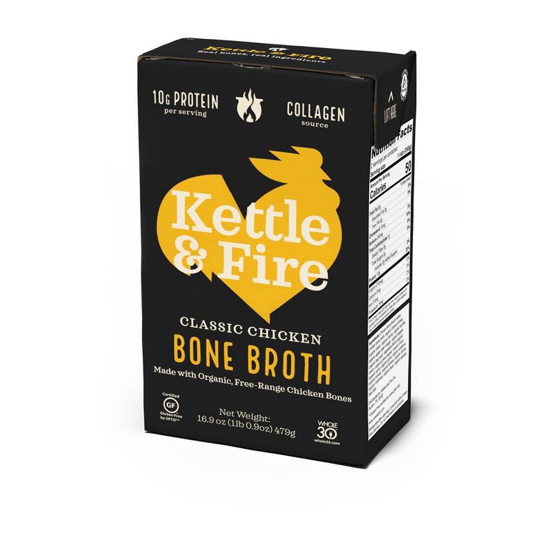 slide 1 of 5, Kettle & Fire Organic Gluten Free Chicken Bone Broth - 16.9oz, 16.9 oz