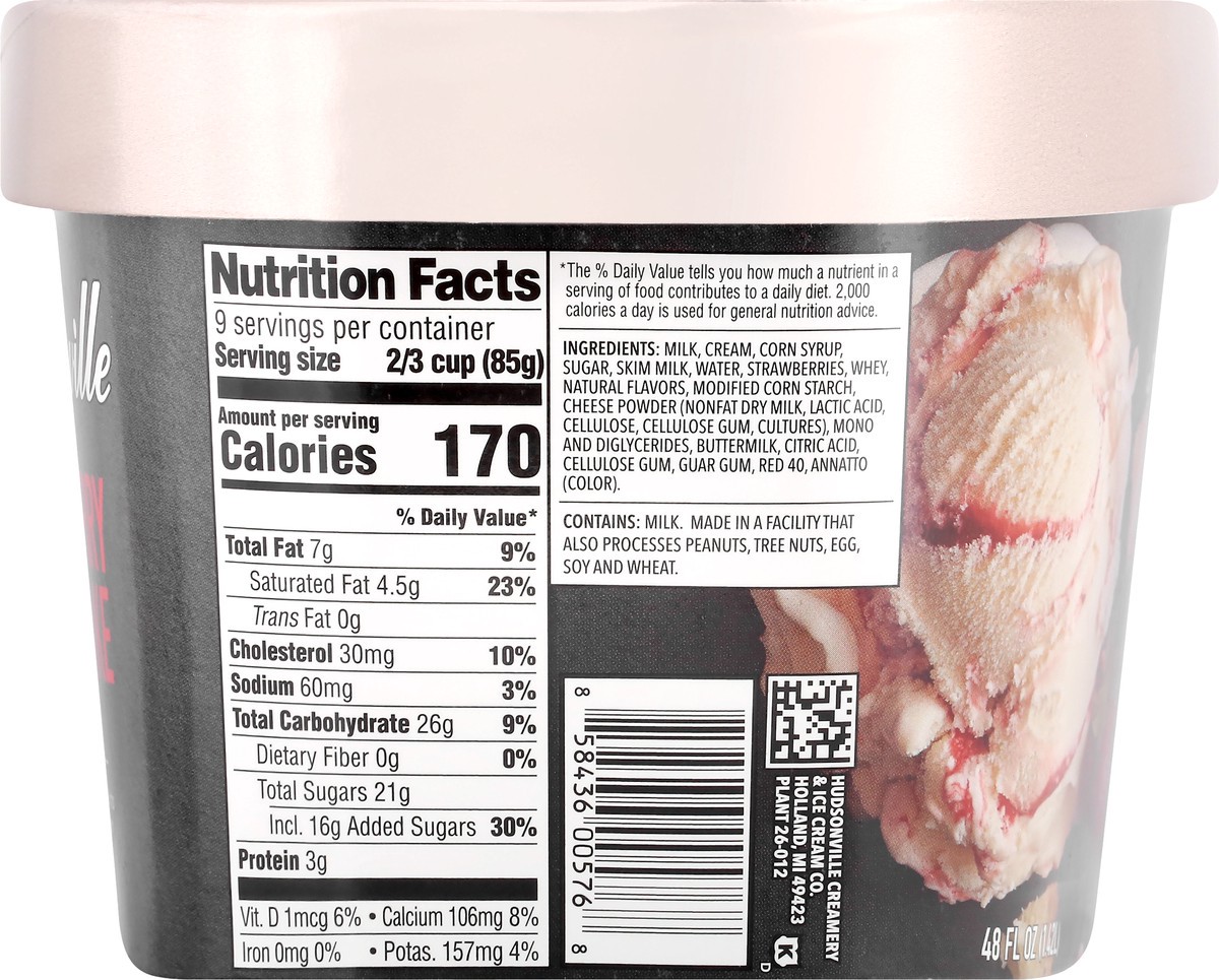 slide 2 of 9, Hudsonville Strawberry Cheesecake Ice Cream 48 oz, 48 oz