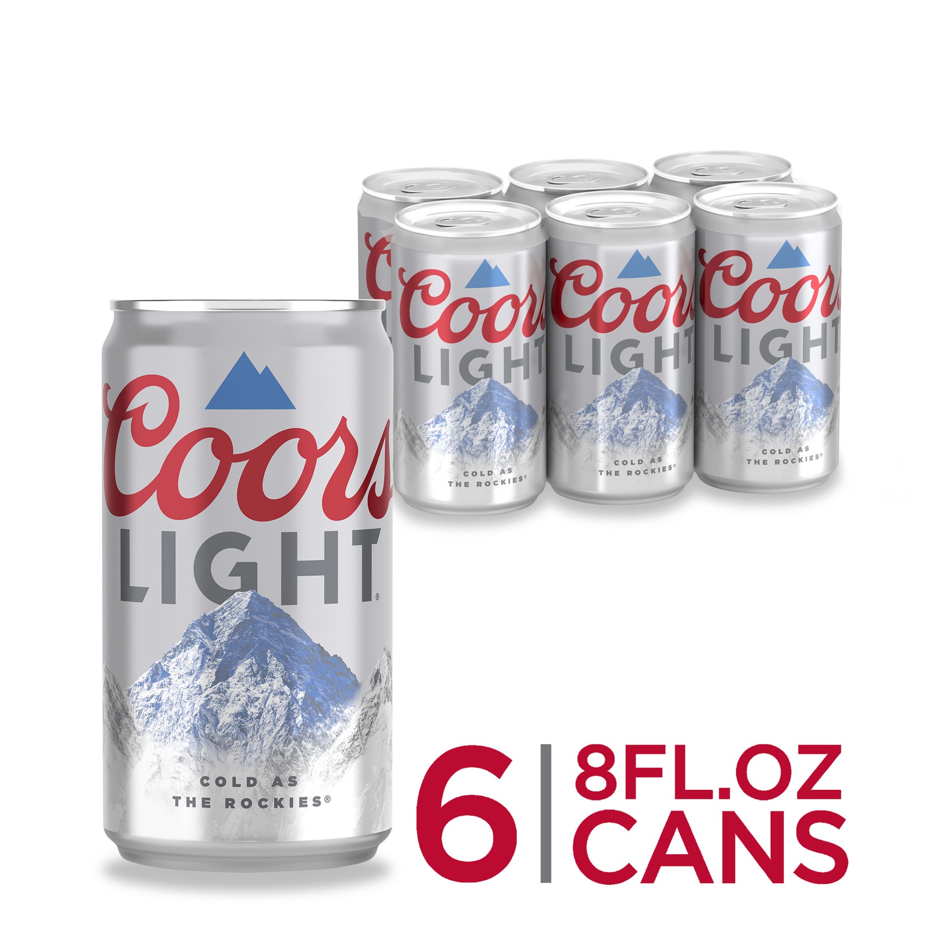 slide 1 of 2, Coors Light Beer Mini 6 - 8 fl oz Cans, 6 ct