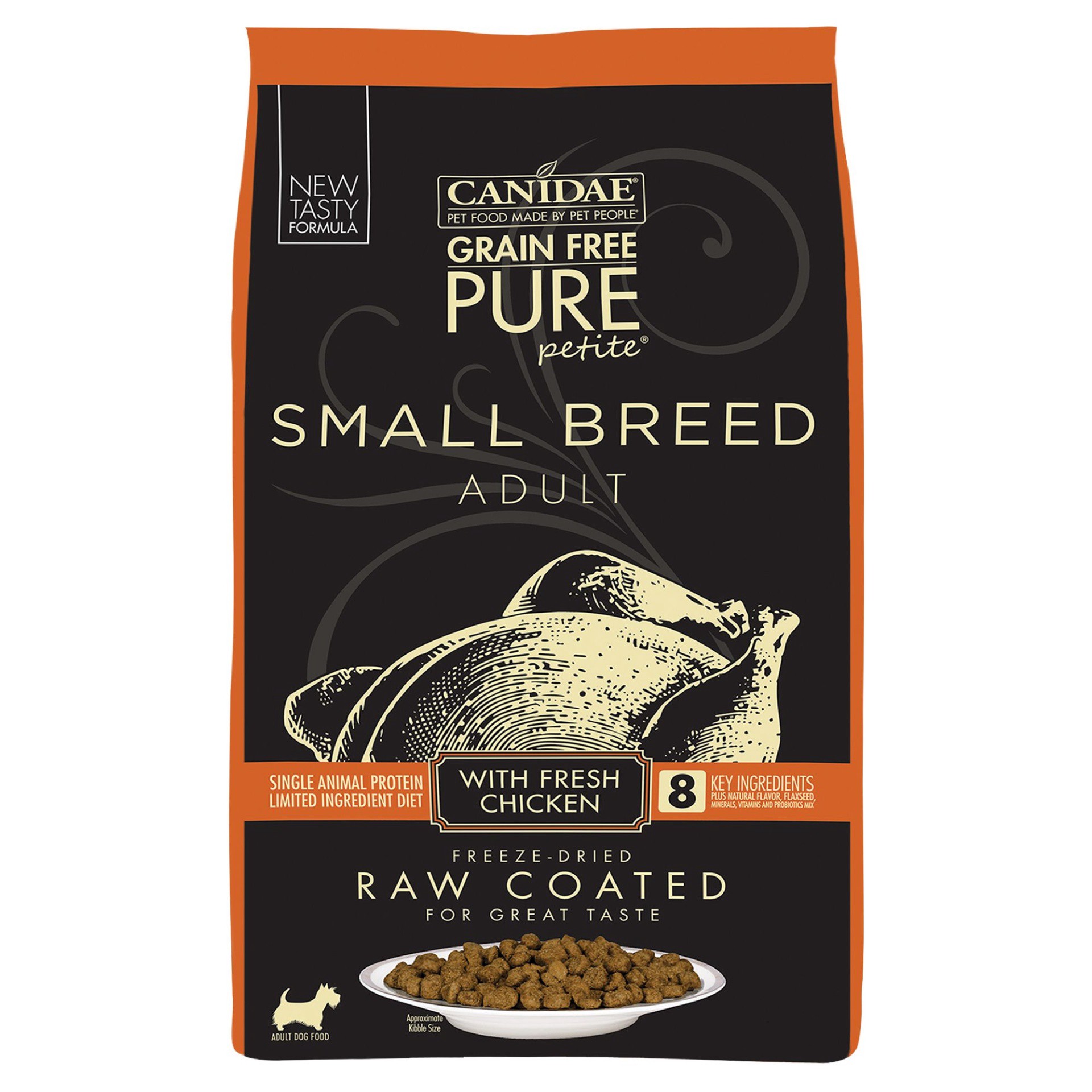 slide 1 of 1, CANIDAE Grain Free PURE Petite Small Breed Dry Dog Food Raw Coated Formula with Chicken, 10 lb