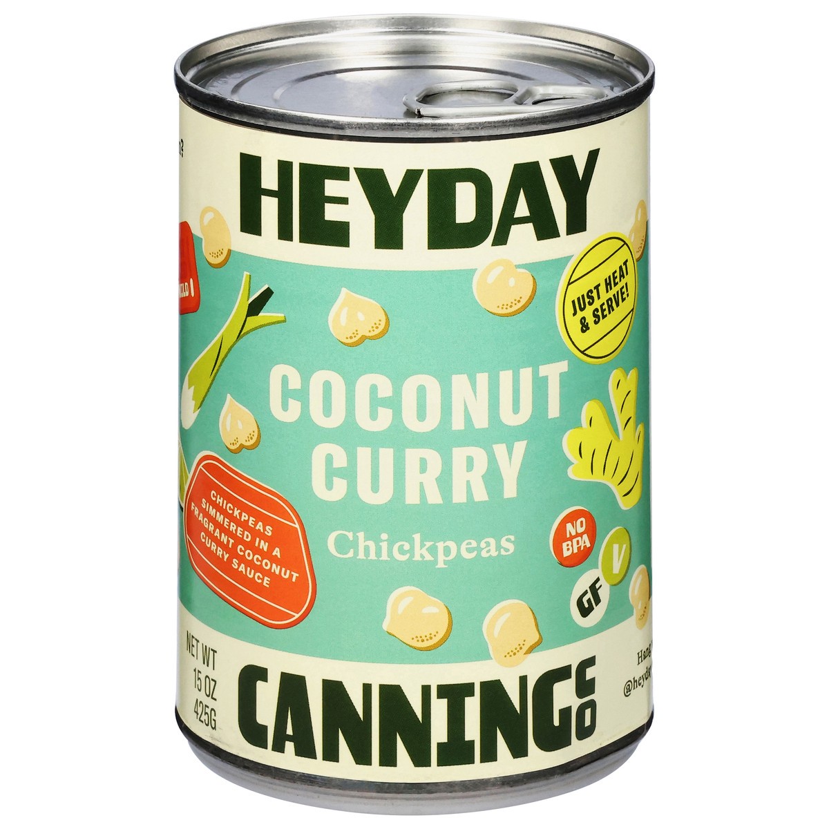 slide 1 of 13, Heyday Canning Co Mild Coconut Curry Chickpeas 15 oz, 15 oz