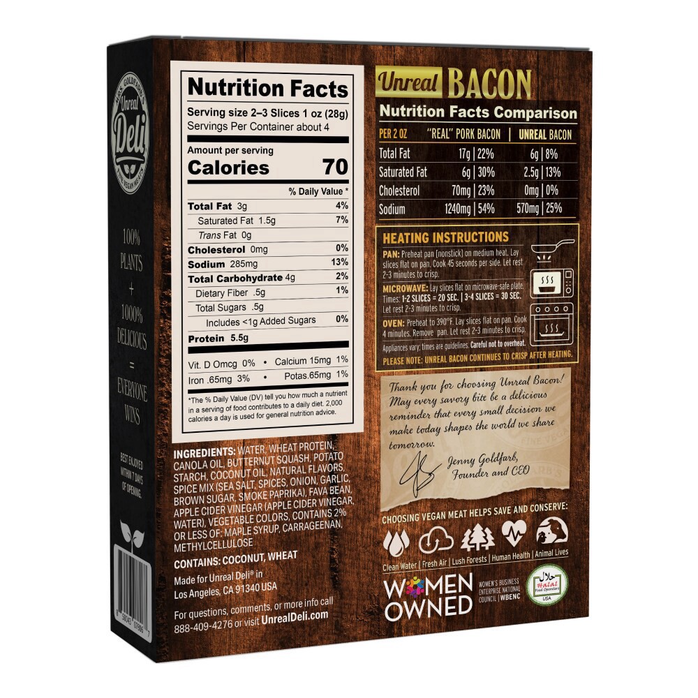 slide 2 of 3, Unreal Deli Unreal Bacon 4 oz, 4 oz