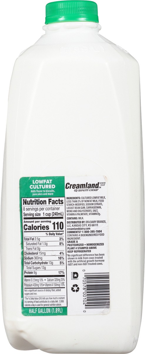 slide 4 of 9, Creamland Low Fat Cultured Buttermilk 0.5 Gl, 1/2 gal