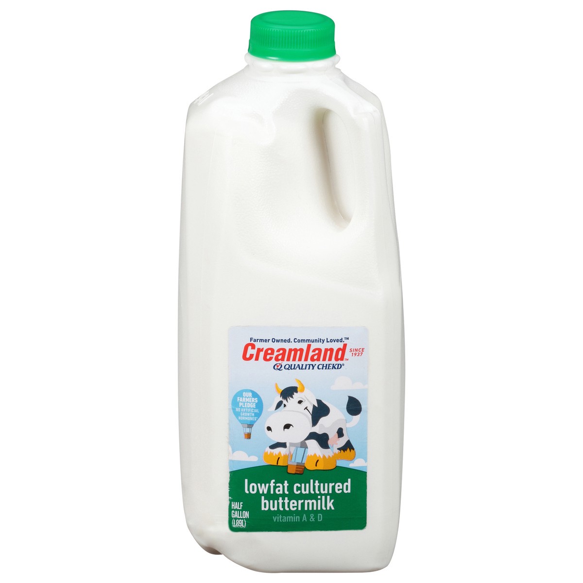 slide 1 of 9, Creamland Low Fat Cultured Buttermilk 0.5 Gl, 1/2 gal