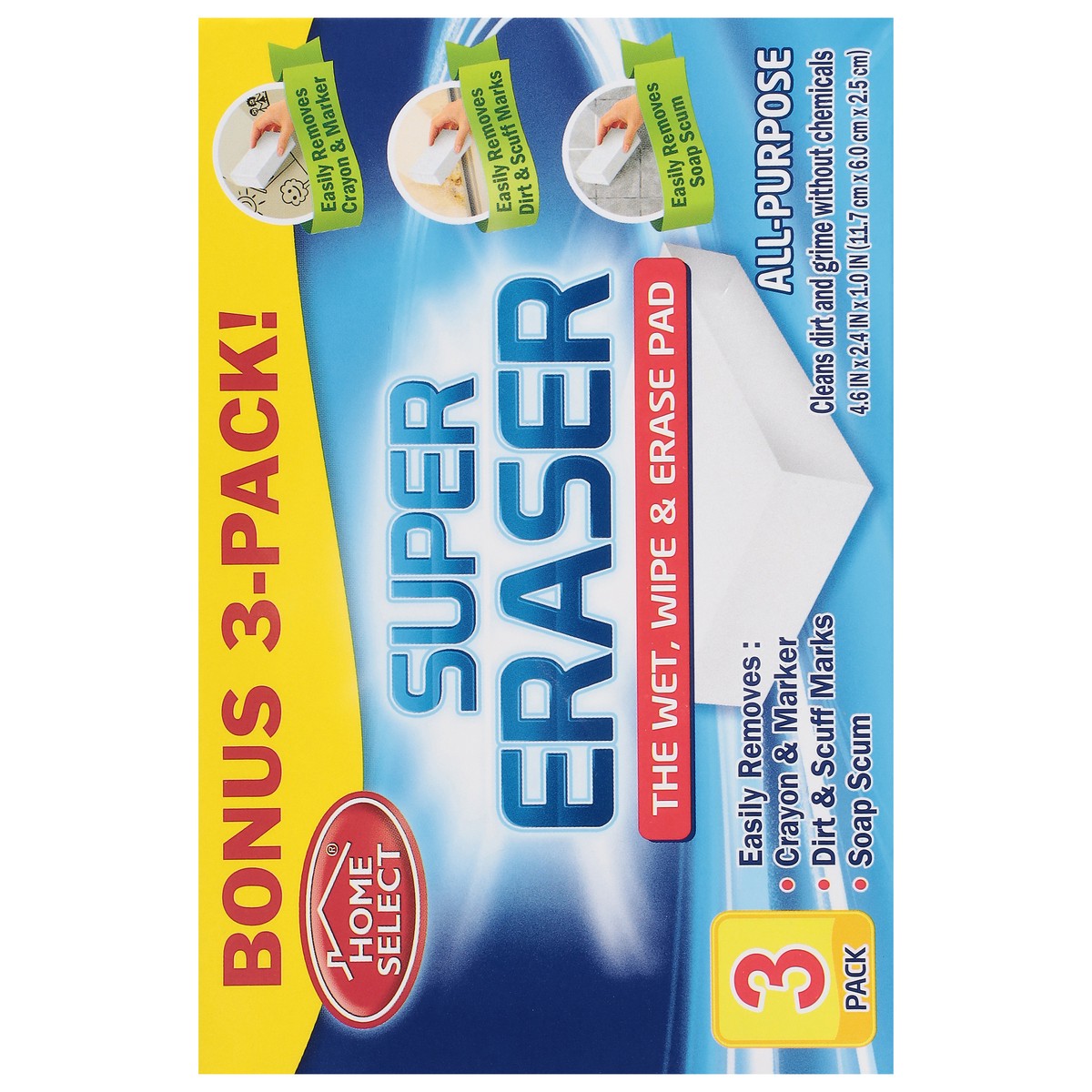 slide 8 of 14, Home Select Super Eraser 3 ea, 3 ct