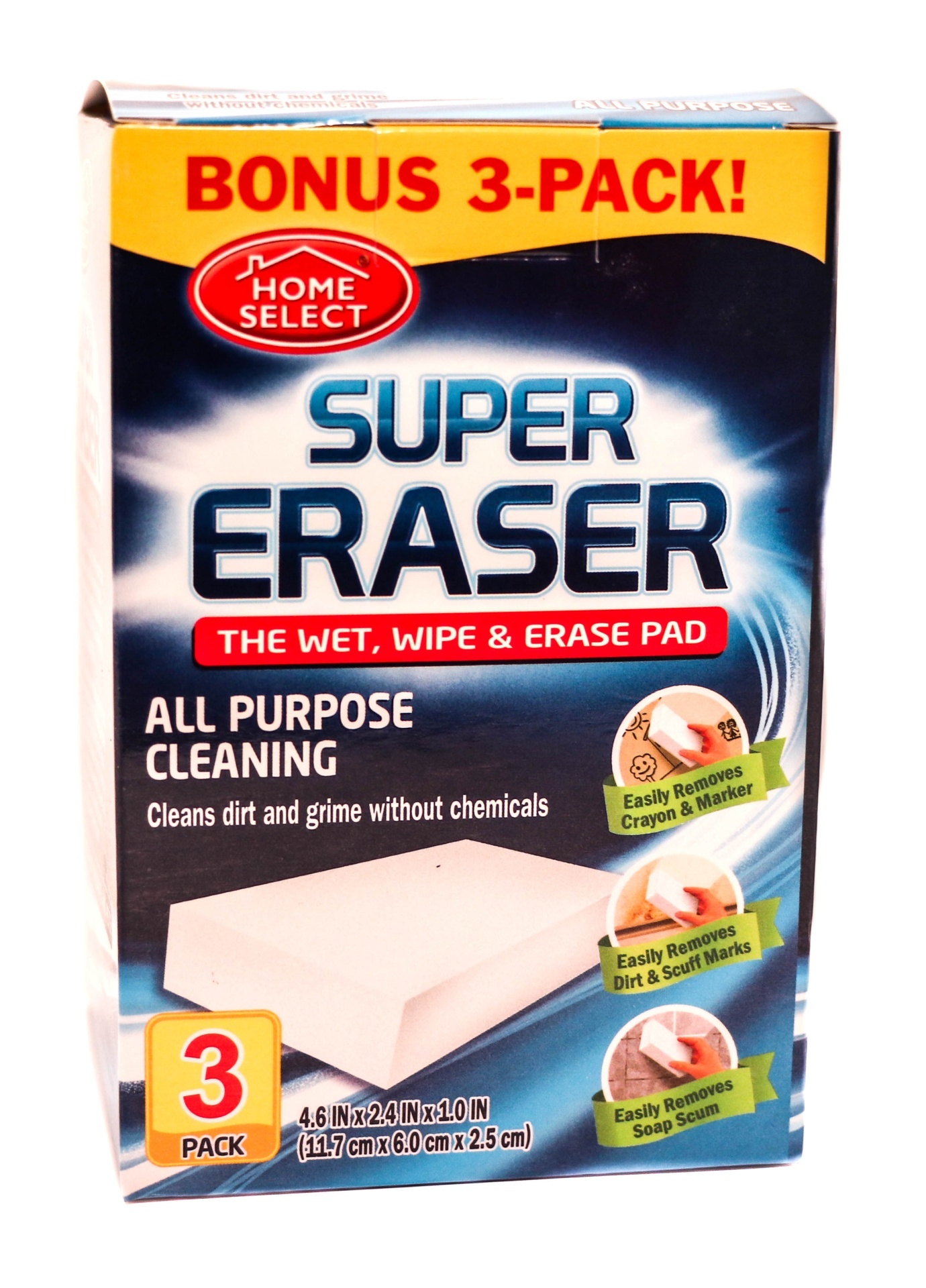 slide 1 of 1, Home Select Super Eraser, 3 ct