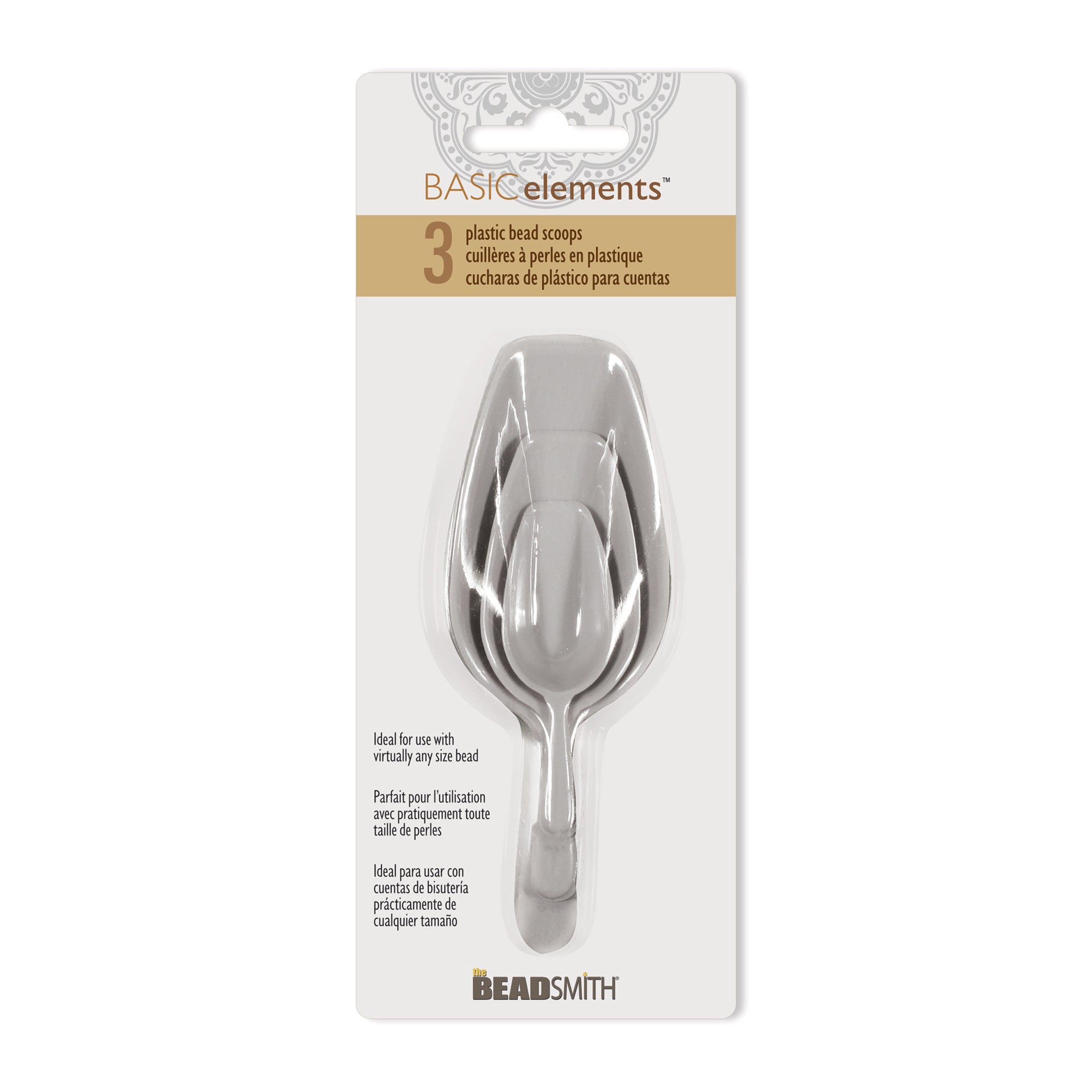 slide 4 of 4, The Beadsmith Basic Elements Plastic Bead Scoop Set, 2.125 in x 0.75 in