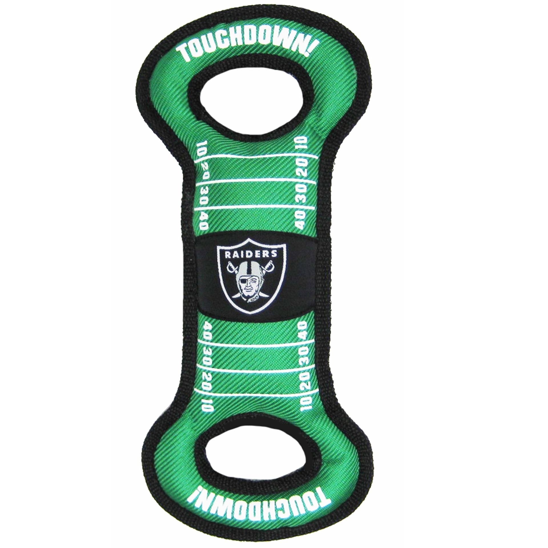 slide 1 of 1, Pets First Oakland Raiders NFL Field Tug Dog Toy, LG