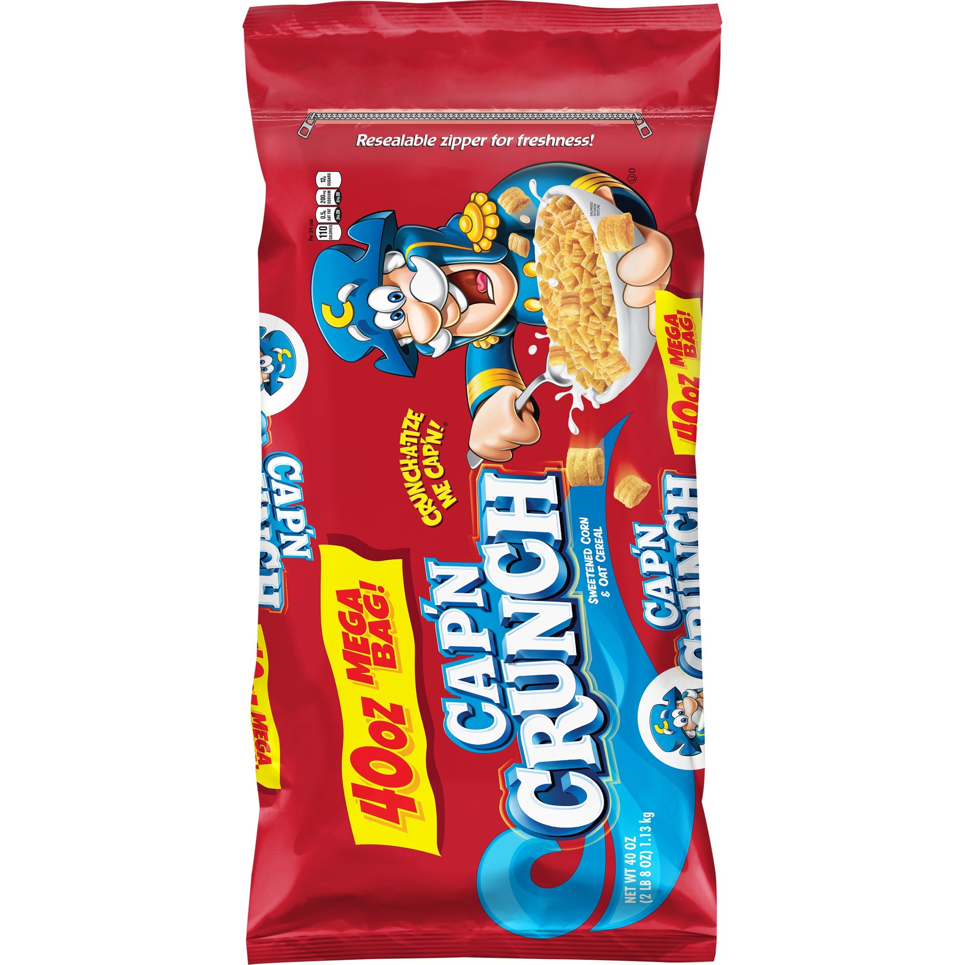 slide 1 of 1, Cap'n Crunch Sweetened Corn & Oat Cereal 40 Ounce Box, 40 oz