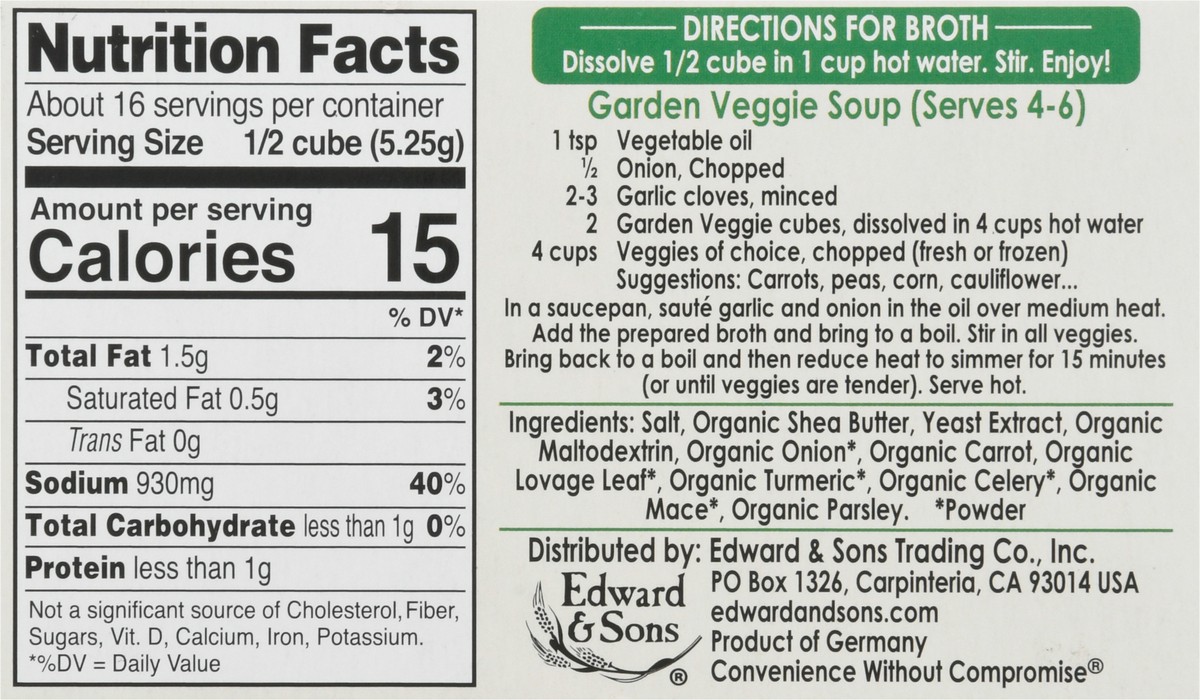 slide 2 of 13, Edward & Sons Gluten Free Garden Veggie Bouillon Cube, 2.9 oz