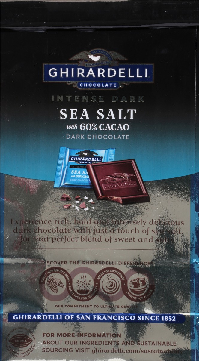 slide 8 of 9, GHIRARDELLI Intense Dark Chocolate Squares, Sea Salt 60% Cacao, 4.1 Oz Bag, 4.1 oz