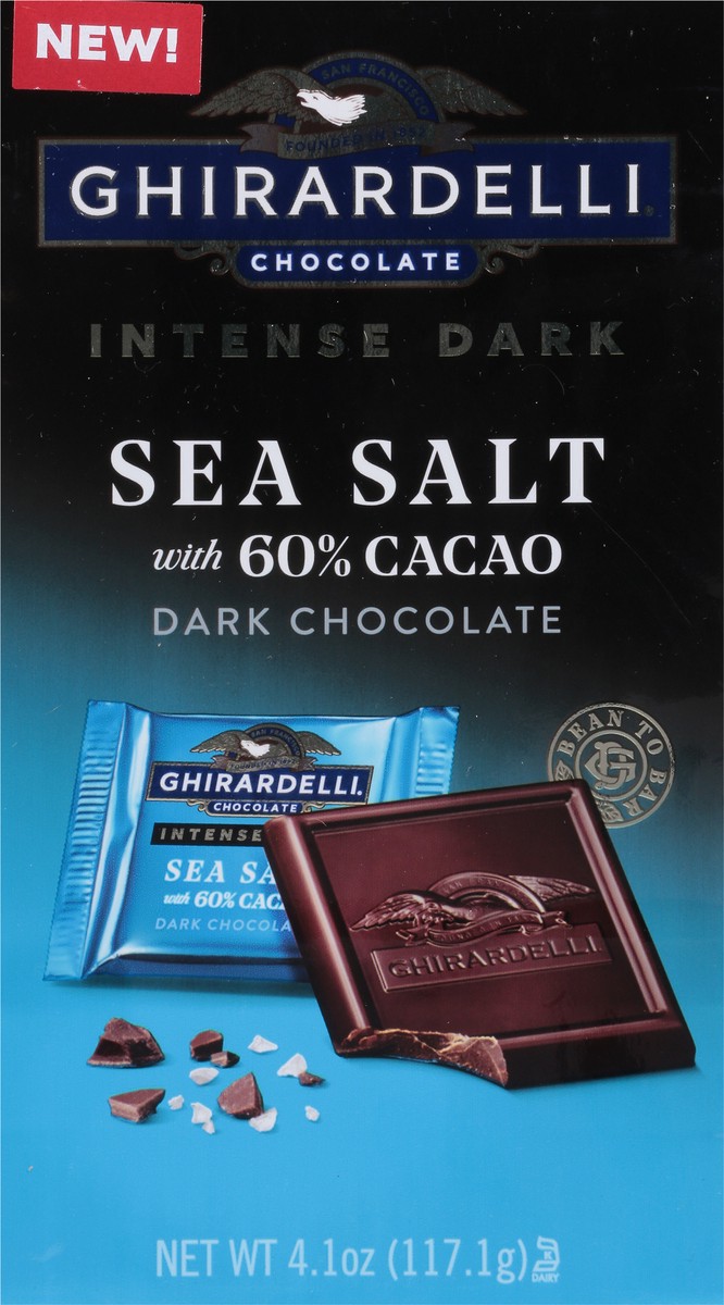 slide 9 of 9, GHIRARDELLI Intense Dark Chocolate Squares, Sea Salt 60% Cacao, 4.1 Oz Bag, 4.1 oz