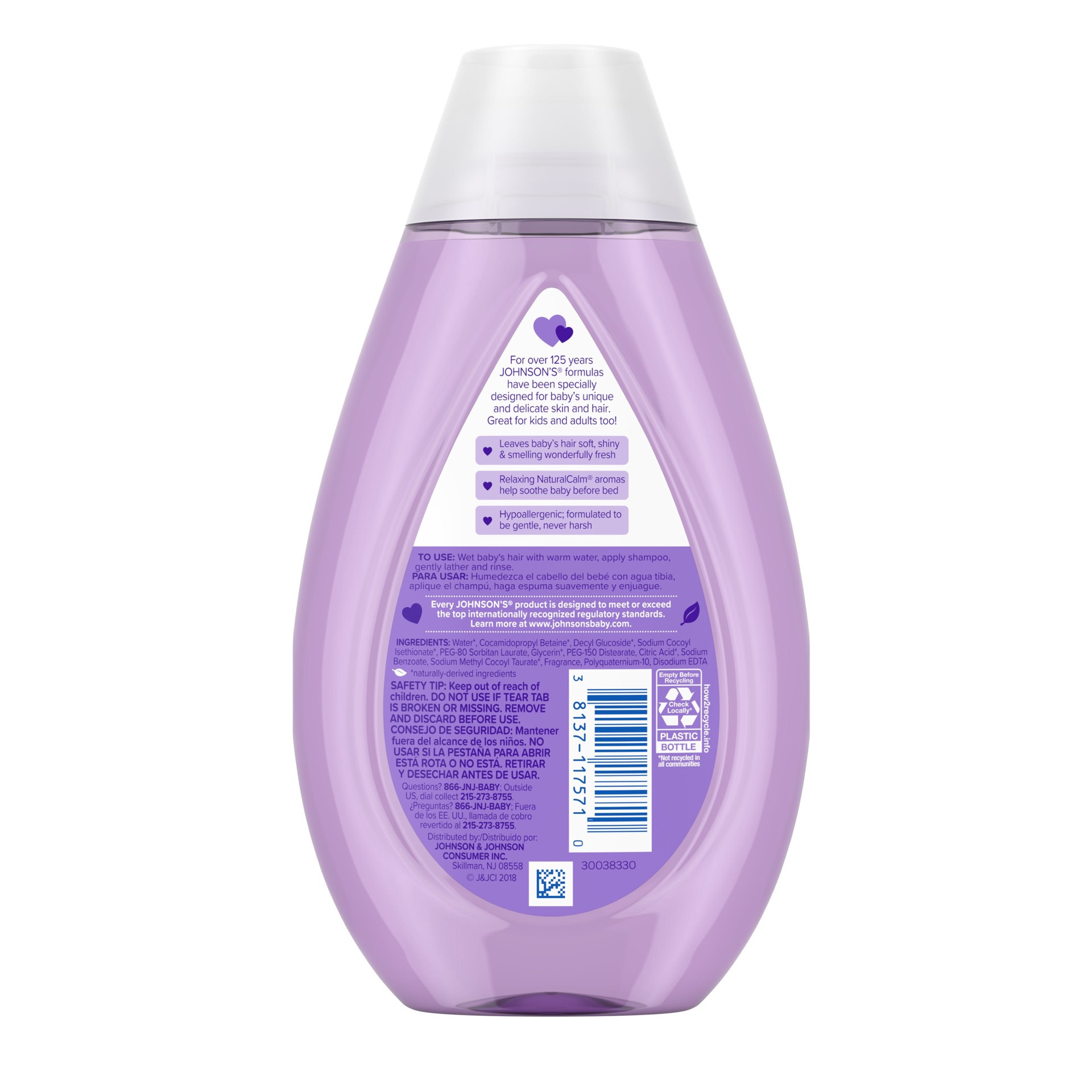 slide 6 of 10, Johnson's Calming Baby Shampoo with Soothing NaturalCalm Scent, Hypoallergenic & Tear-Free Baby Hair Shampoo, Free of Parabens, Phthalates, Sulfates & Dyes, 13.6 fl. oz, 13.6 fl oz