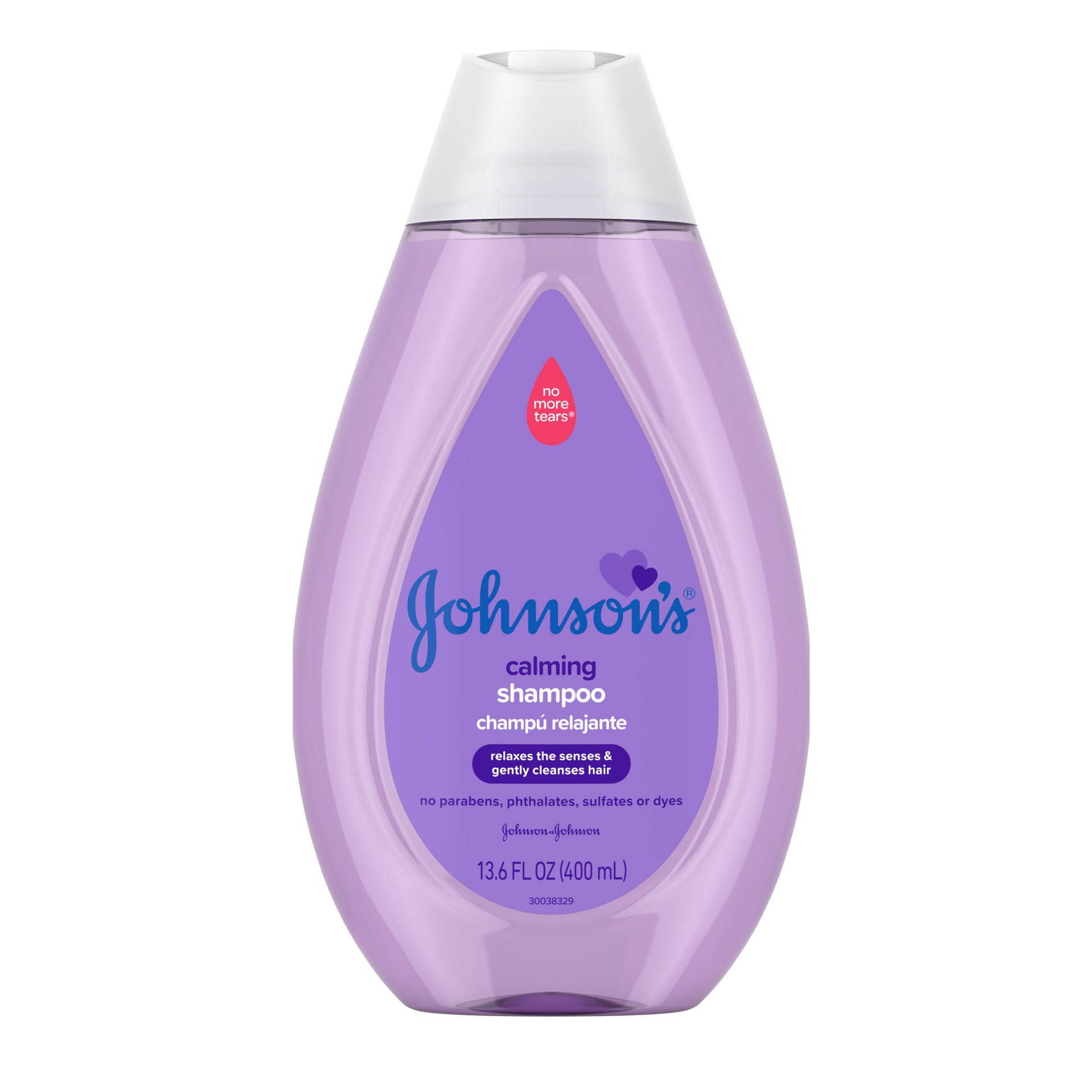 slide 5 of 10, Johnson's Calming Baby Shampoo with Soothing NaturalCalm Scent, Hypoallergenic & Tear-Free Baby Hair Shampoo, Free of Parabens, Phthalates, Sulfates & Dyes, 13.6 fl. oz, 13.6 fl oz