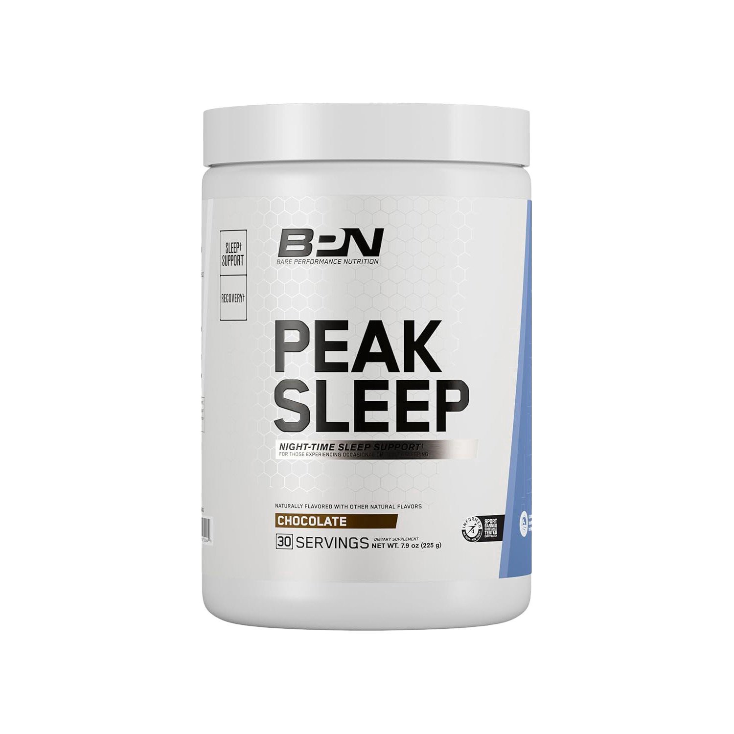 slide 1 of 1, Bare Performance Nutrition Peak Sleep Night-Time Sleep Support - Chocolate, 12.6 oz