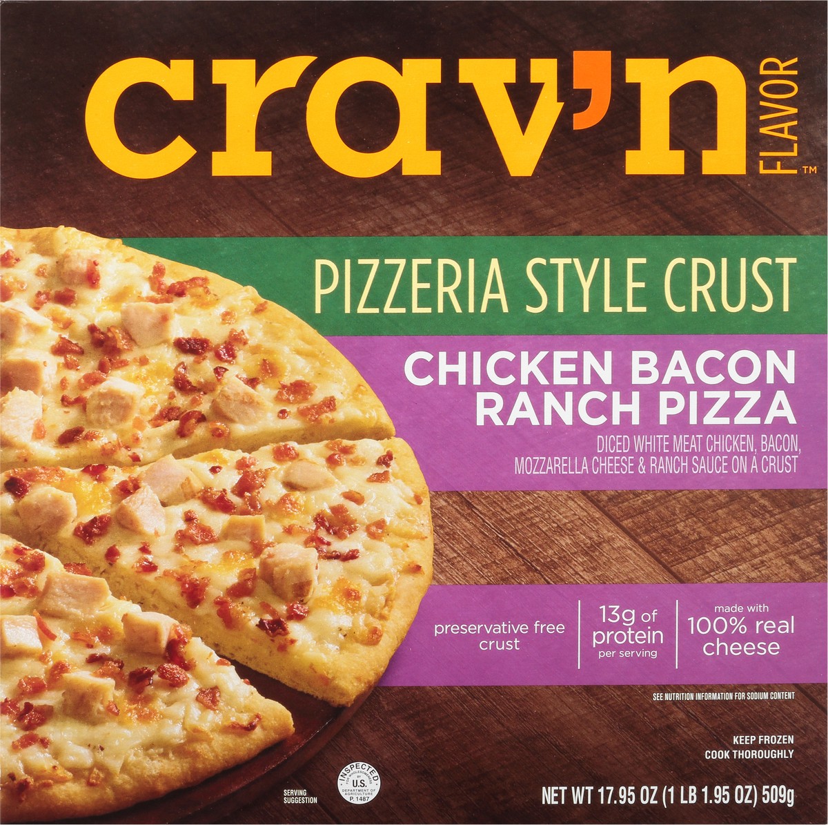 slide 2 of 10, Crav'n Flavor Chicken Bacon Ranch Pizzeria Style Pizza, 17.95 oz