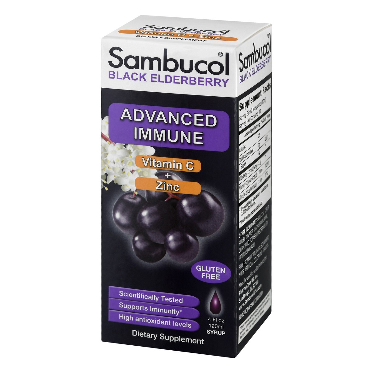 slide 3 of 9, Sambucol Syrup Black Elderberry Advanced Immune 4 fl oz, 4 oz