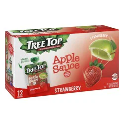 Tree Top No Sugar Added Strawberry Apple Sauce - 12 x 3.2 oz Pouches