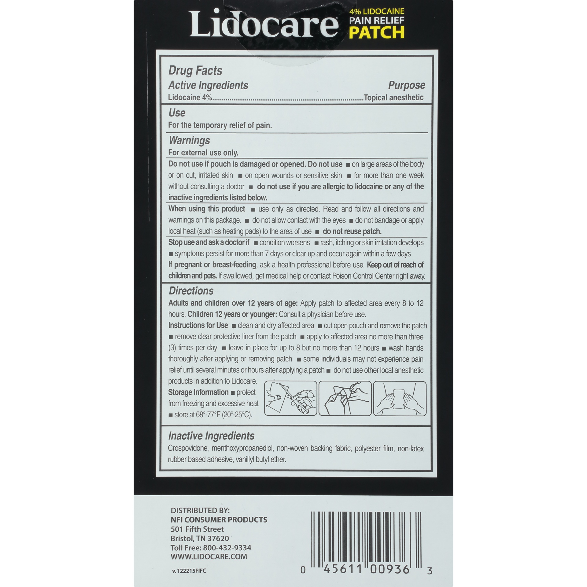 slide 6 of 6, Lidocare Pain Relief Patch - Back & Shoulder, 3 ct