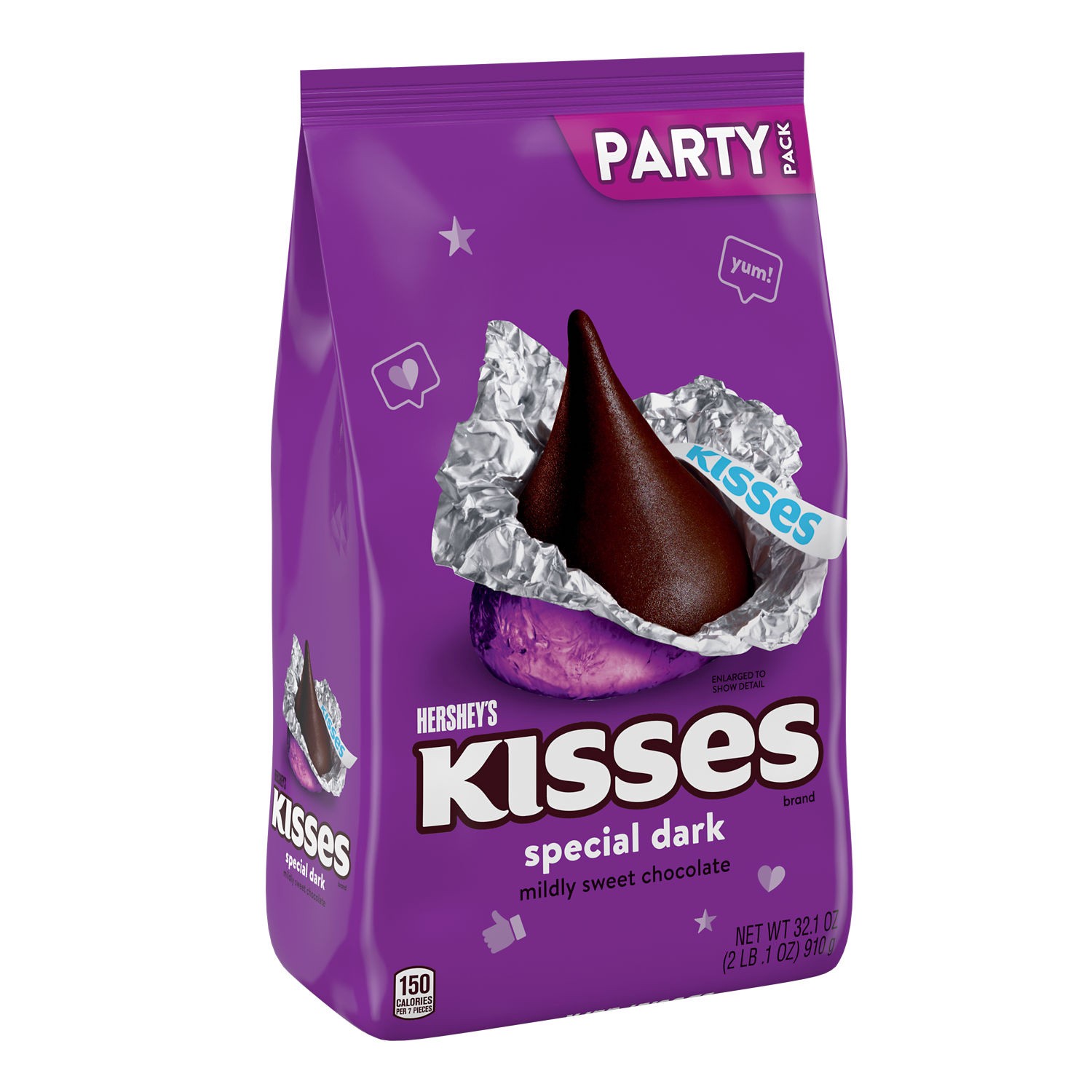 slide 1 of 8, Hershey's KISSES SPECIAL DARK Mildly Sweet Chocolate Candy Party Pack, 32.1 oz, 32.1 oz