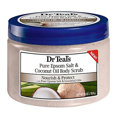 slide 1 of 1, Dr. Teal's Nourish & Protect Pure Epsom Salt & Coconut Oil Body Scrub, 16 oz