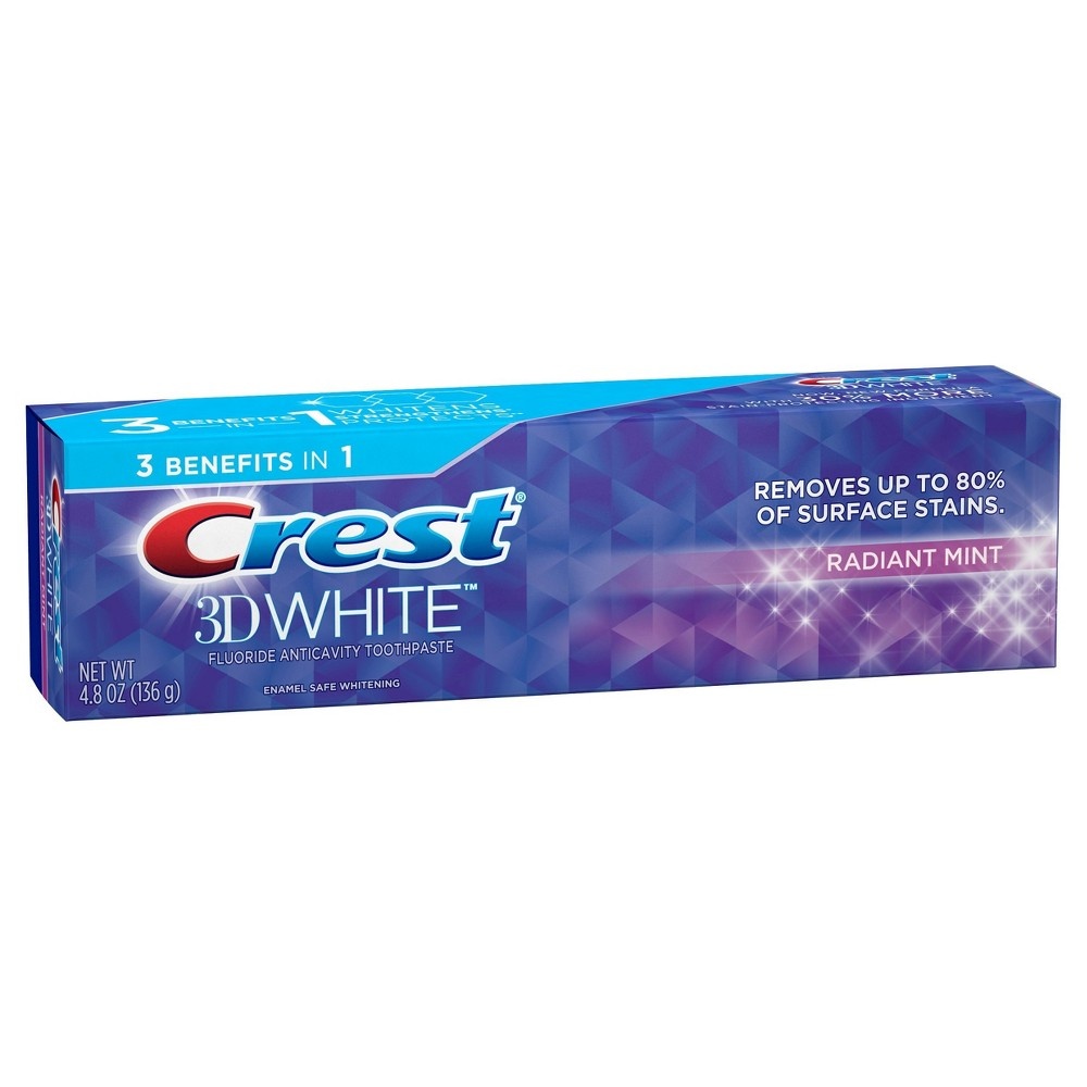 slide 3 of 5, Crest Radiant Mint 3D White Whitening Toothpaste, 4.1 oz