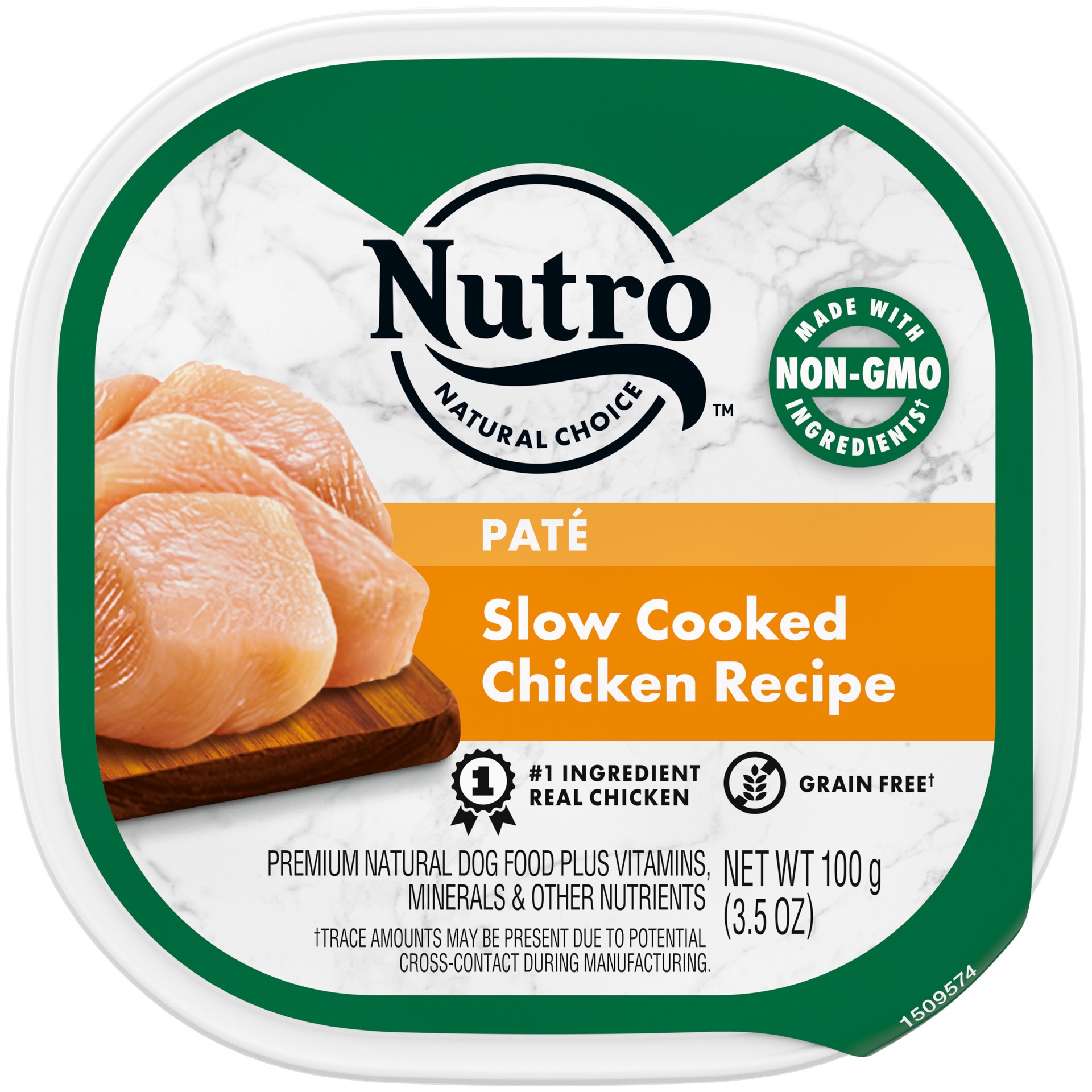 slide 1 of 9, NUTRO Adult Natural Grain Free Wet Dog Food Paté Slow Cooked Chicken Recipe, (24) Trays, 3.5 oz