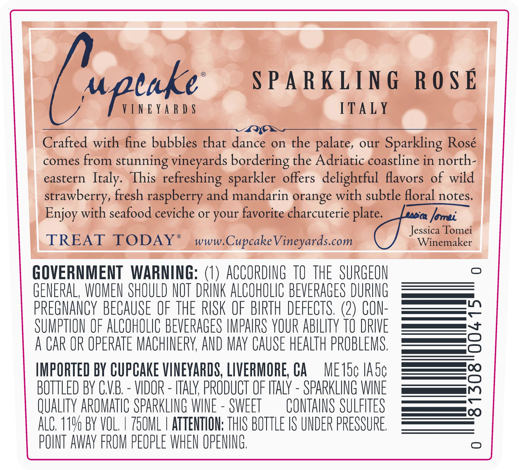 slide 3 of 5, Cupcake Vineyards Sparkling Rosé Wine, 750 ml