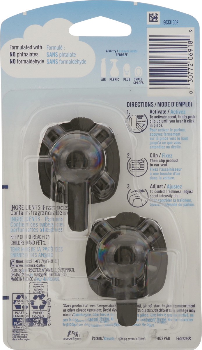 slide 9 of 9, Febreze Auto Vent Clips Ocean Breeze Air Freshener 2 - 0.07 fl oz Each, 2 ct