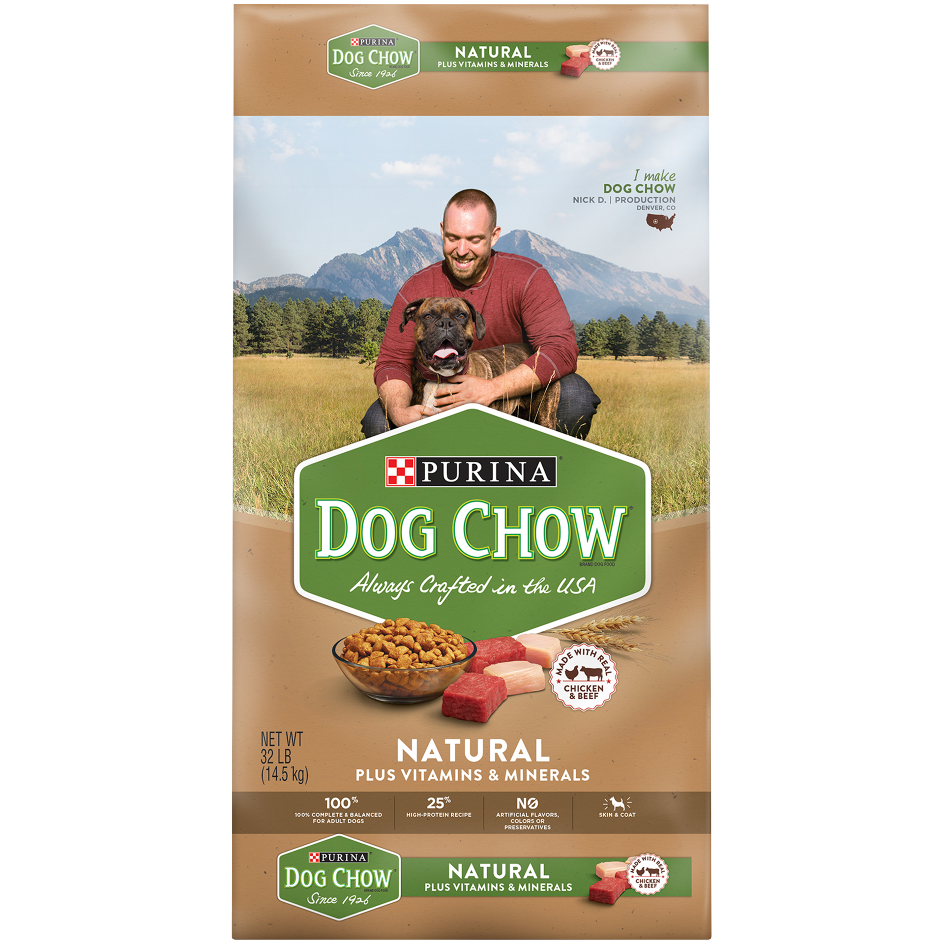 slide 1 of 9, Purina Dog Chow Natural, High Protein Dry Dog Food, Natural, 32 lb