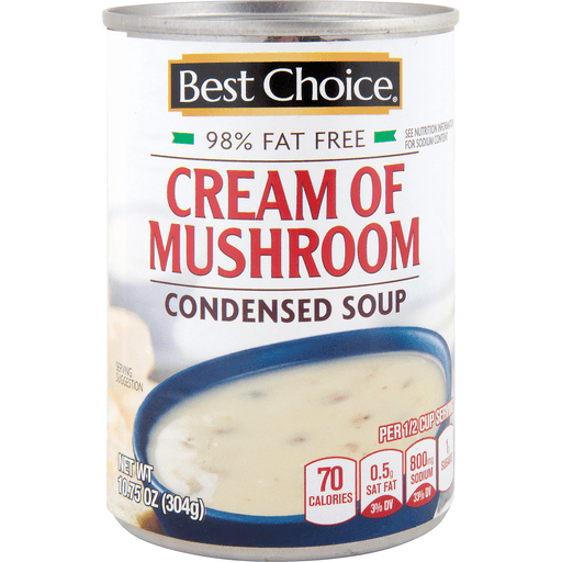 slide 1 of 1, Best Choice 98% Fat Free Cream Of Mushroom Condensed Soup, 10.75 oz