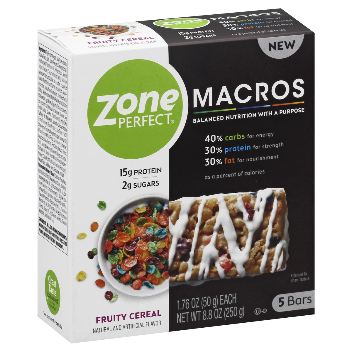 slide 2 of 10, Zone Perfect ZonePerfect Macros Nutrition Bar Fruity Cereal Bars 1.76 oz Bars, 8.8 oz