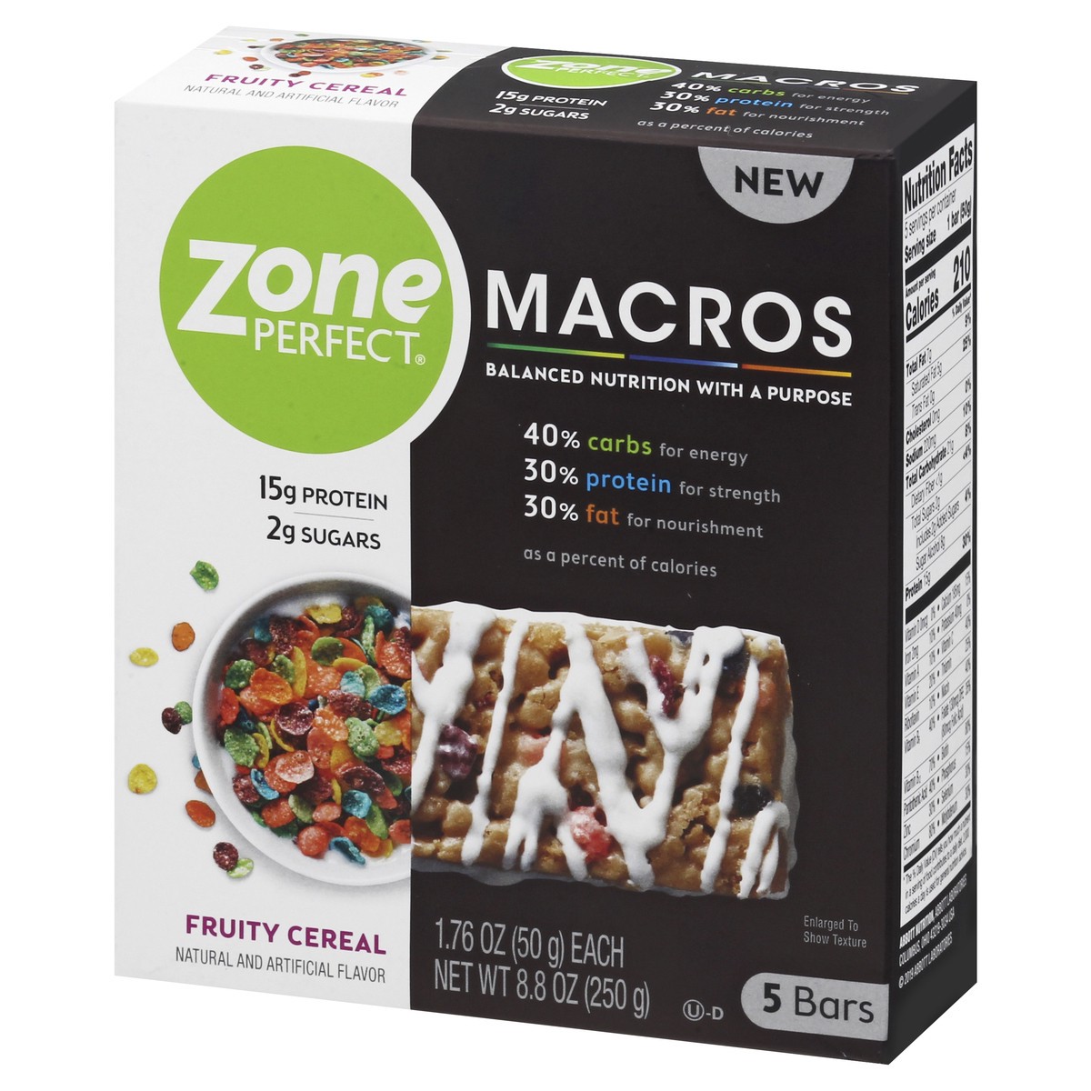 slide 3 of 10, Zone Perfect ZonePerfect Macros Nutrition Bar Fruity Cereal Bars 1.76 oz Bars, 8.8 oz