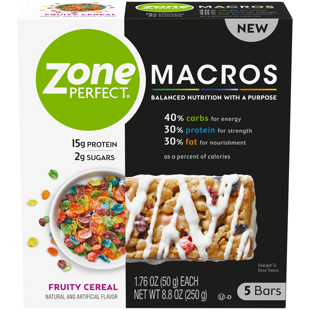 slide 1 of 10, Zone Perfect ZonePerfect Macros Nutrition Bar Fruity Cereal Bars 1.76 oz Bars, 8.8 oz