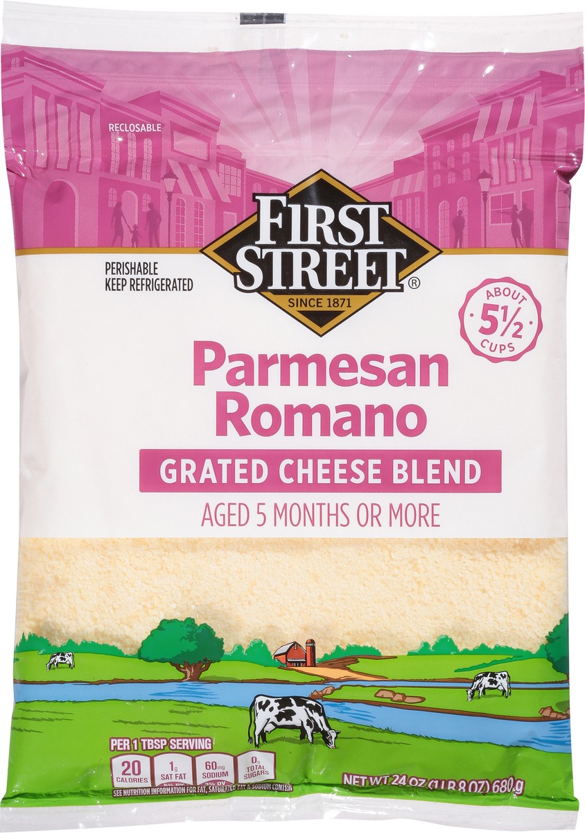 slide 13 of 13, First Street Fs Grated Parmesan Romano Cheese, 1.5 lb