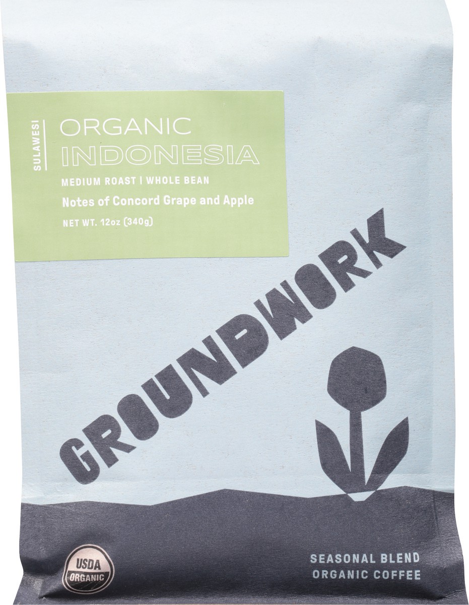 slide 6 of 12, Groundwork Organic Indonesia Whole Bean Medium Roast Seasonal Blend Coffee 12 oz, 12 oz