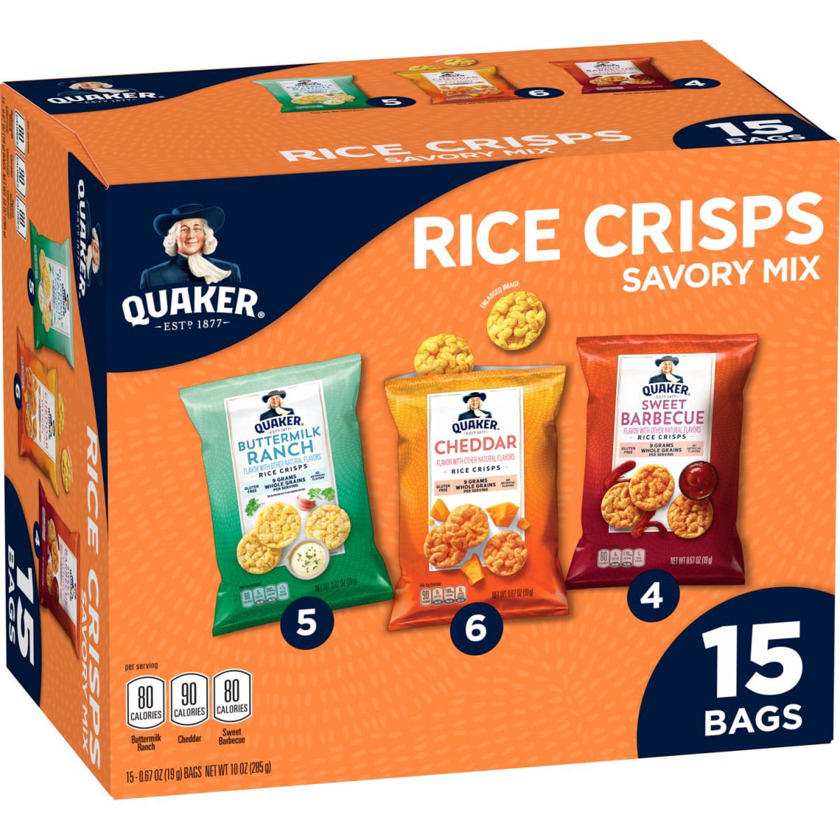 slide 1 of 4, Quaker Rice Crisps Savory Mix, Variety, 10 Oz, 15 Count, 15 ct