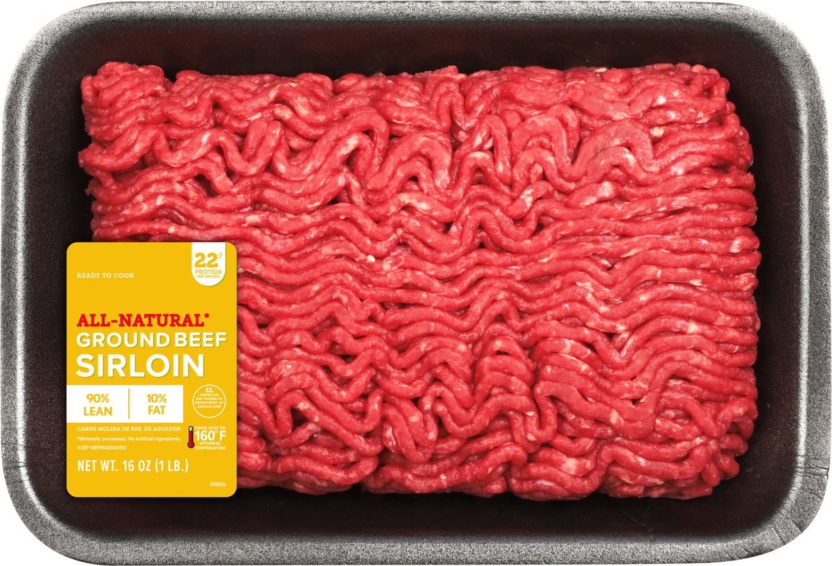 slide 5 of 6, IBP Trusted Excellence Ground Beef Sirloin, 90% Lean/10% Fat, 1 lb., 16 oz