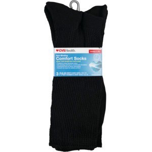 slide 1 of 1, CVS Health Diabetic Sock Black, L/Xl, 3 ct