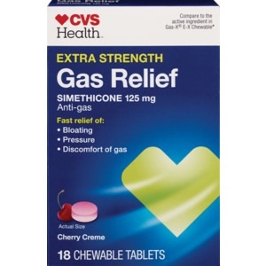 slide 1 of 1, CVS Health Extra Strength Gas Relief Simethicone 125mg, Cherry Creme, 18 ct