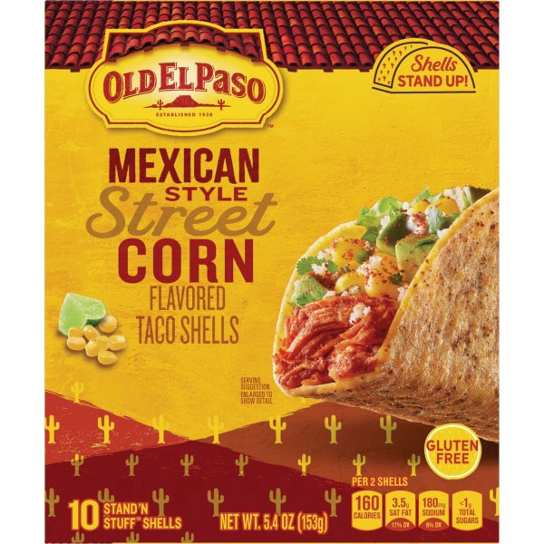slide 5 of 13, Old El Paso Stand 'N Stuff Taco Shells, Mexican Style Street Corn Flavored, Gluten Free Crunchy Corn Taco Shells, 10 Count, 5.4 oz, 10 ct