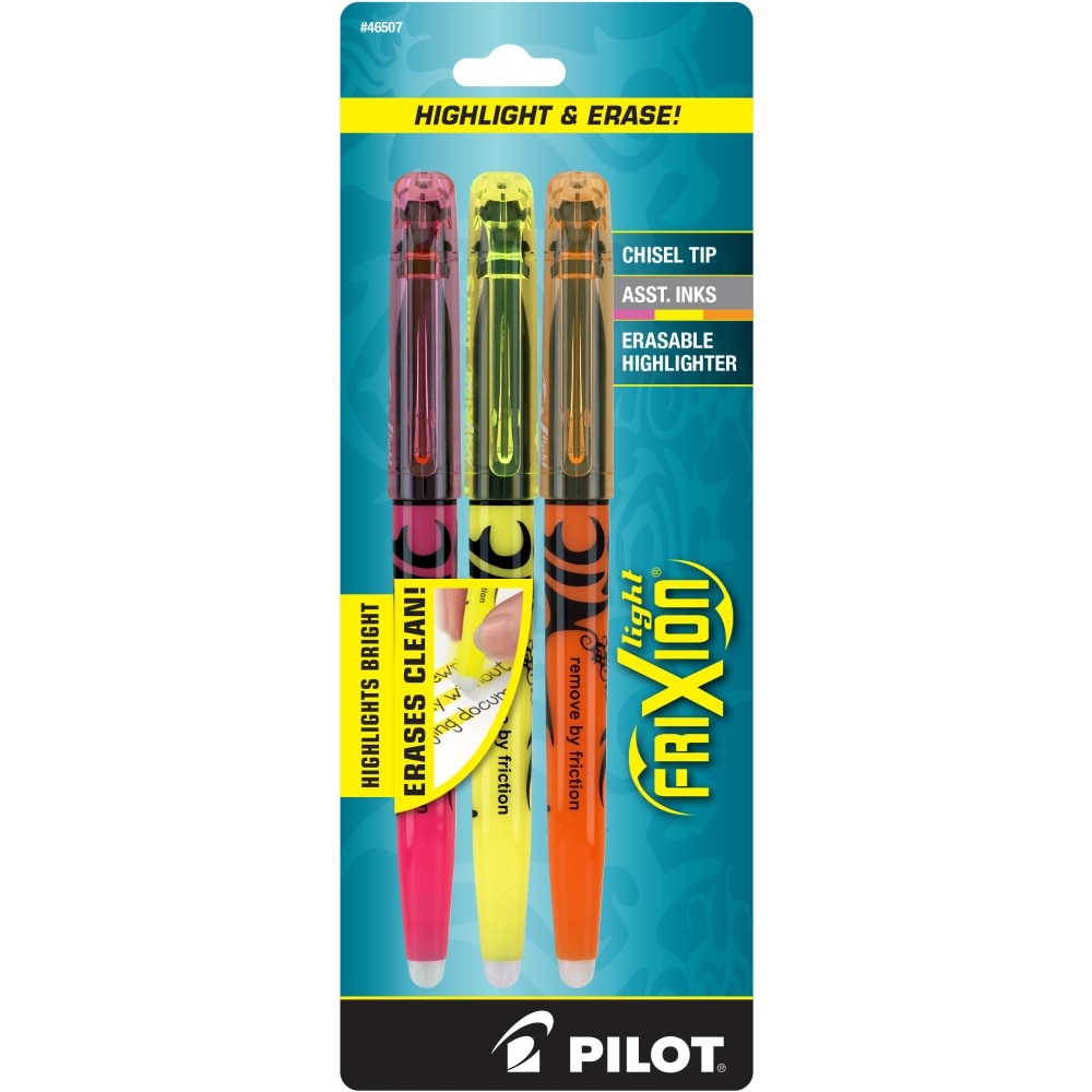 slide 1 of 1, Pilot Light Frixion Erasable Highlighters - Pink/Yellow/Orange, 3 ct