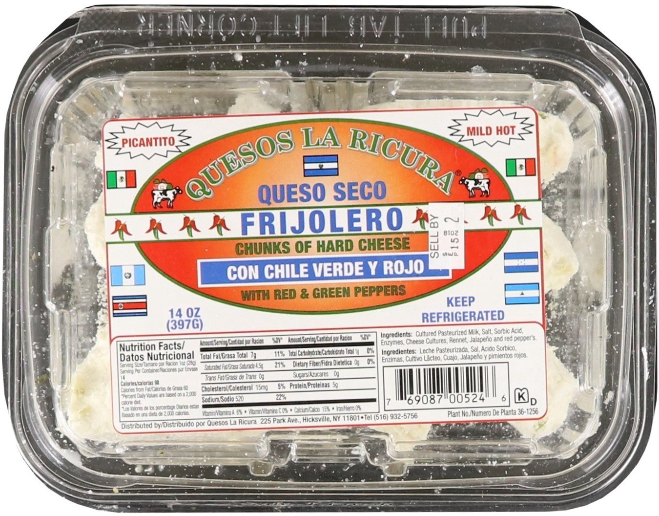 slide 1 of 1, Quesos La Ricura Cheese With Peppers, 14 oz