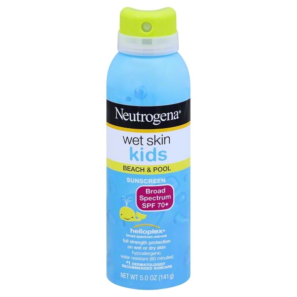 slide 1 of 1, Neutrogena Wet Skin Kids Beach & Pool Spray Sunscreen SPF 70 Plus, 5 oz