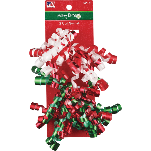 slide 1 of 1, Merry Brite Curl Swirls Ribbons, 2 ct
