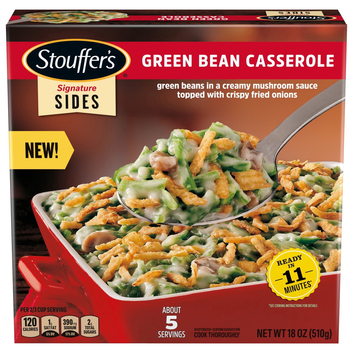 slide 1 of 29, Stouffer's Green Bean Casserole Frozen Entrée 18 oz. Box, 18 oz