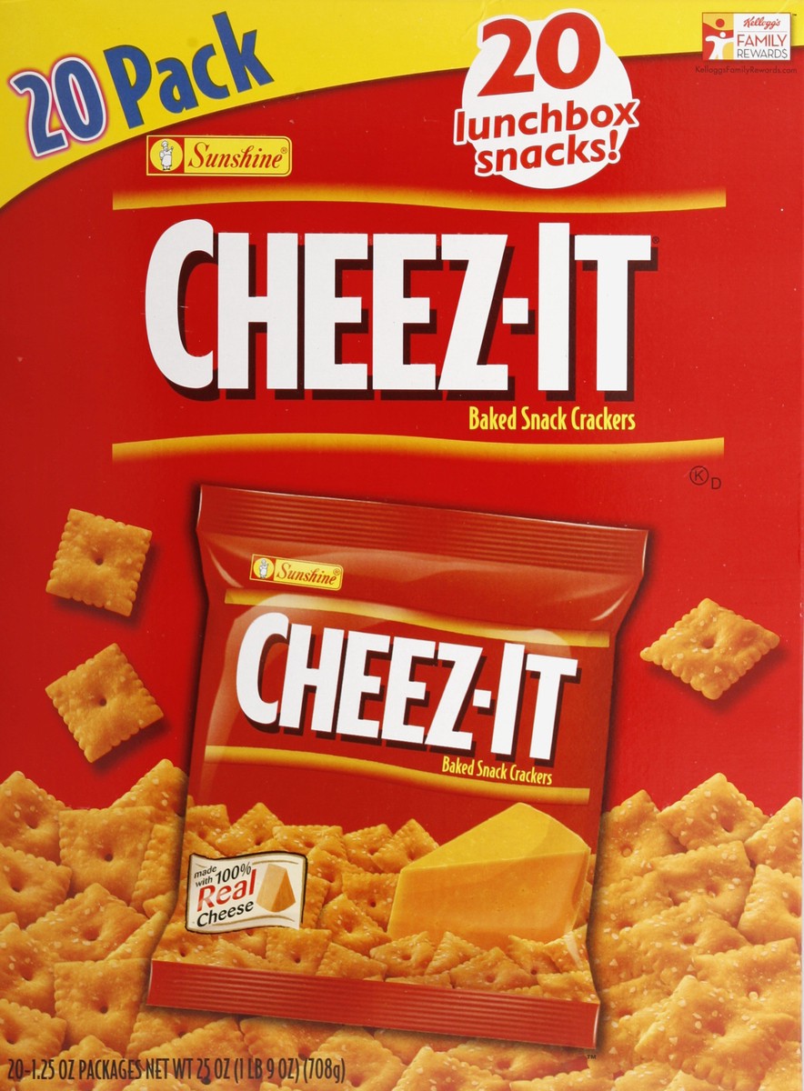 slide 1 of 6, Cheez-It Baked Snack Crackers 20 ea, 20 ct