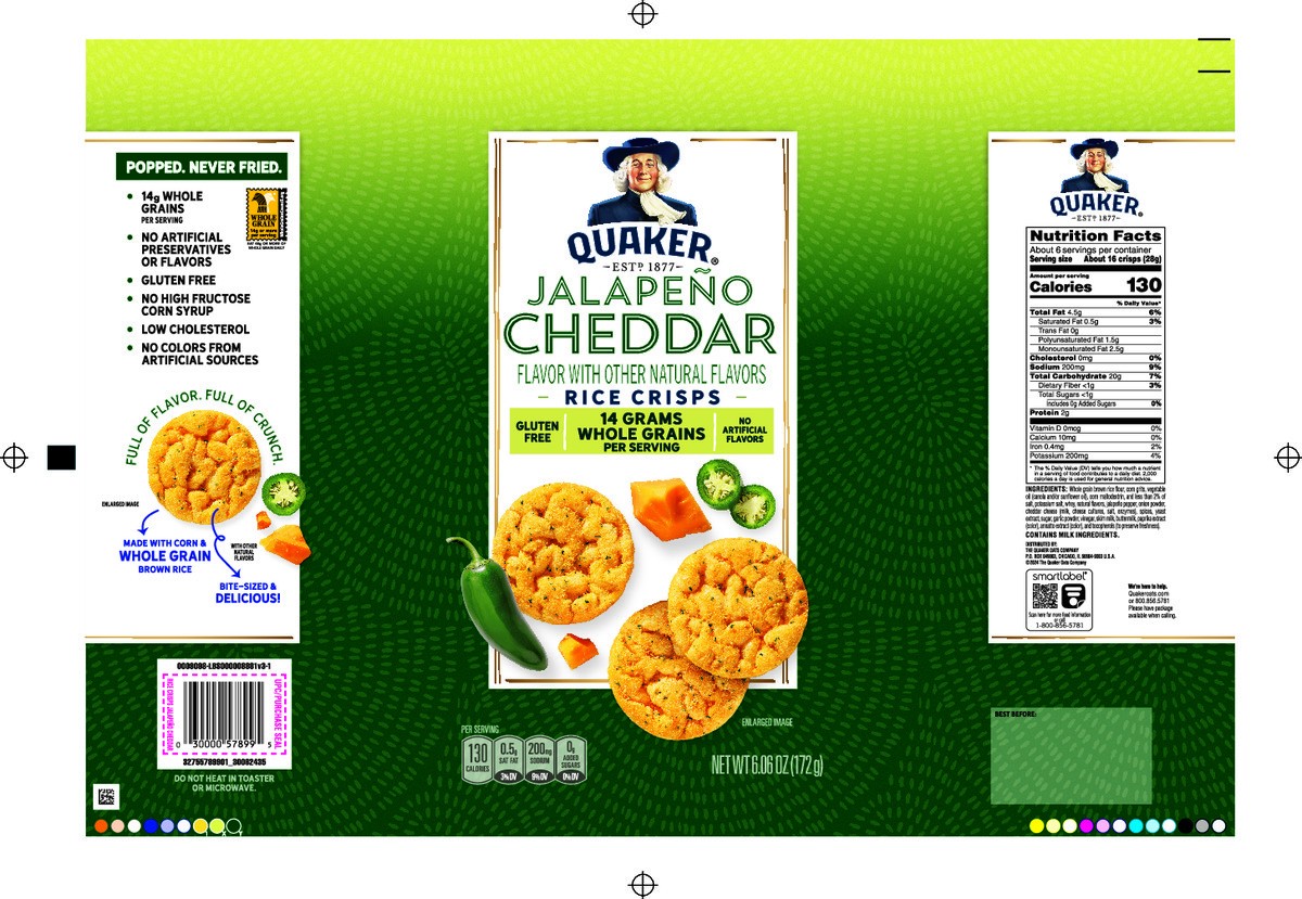 slide 4 of 8, Quaker Rice Crisp Jalapeno Cheddar, 6.06 oz
